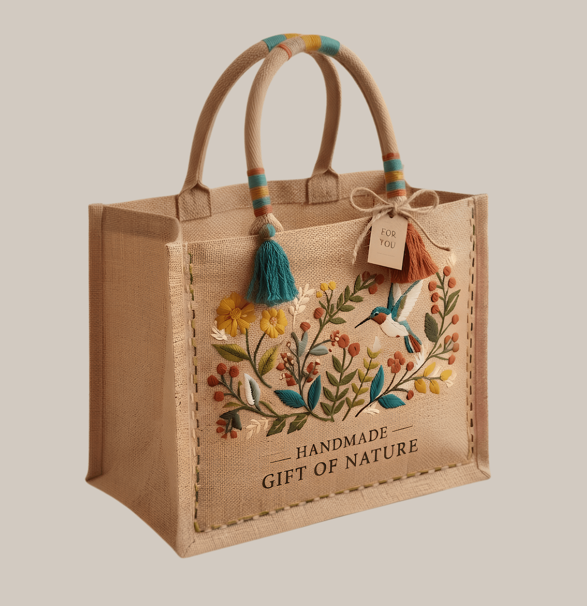 Custom Printed Jute Gift Bag side