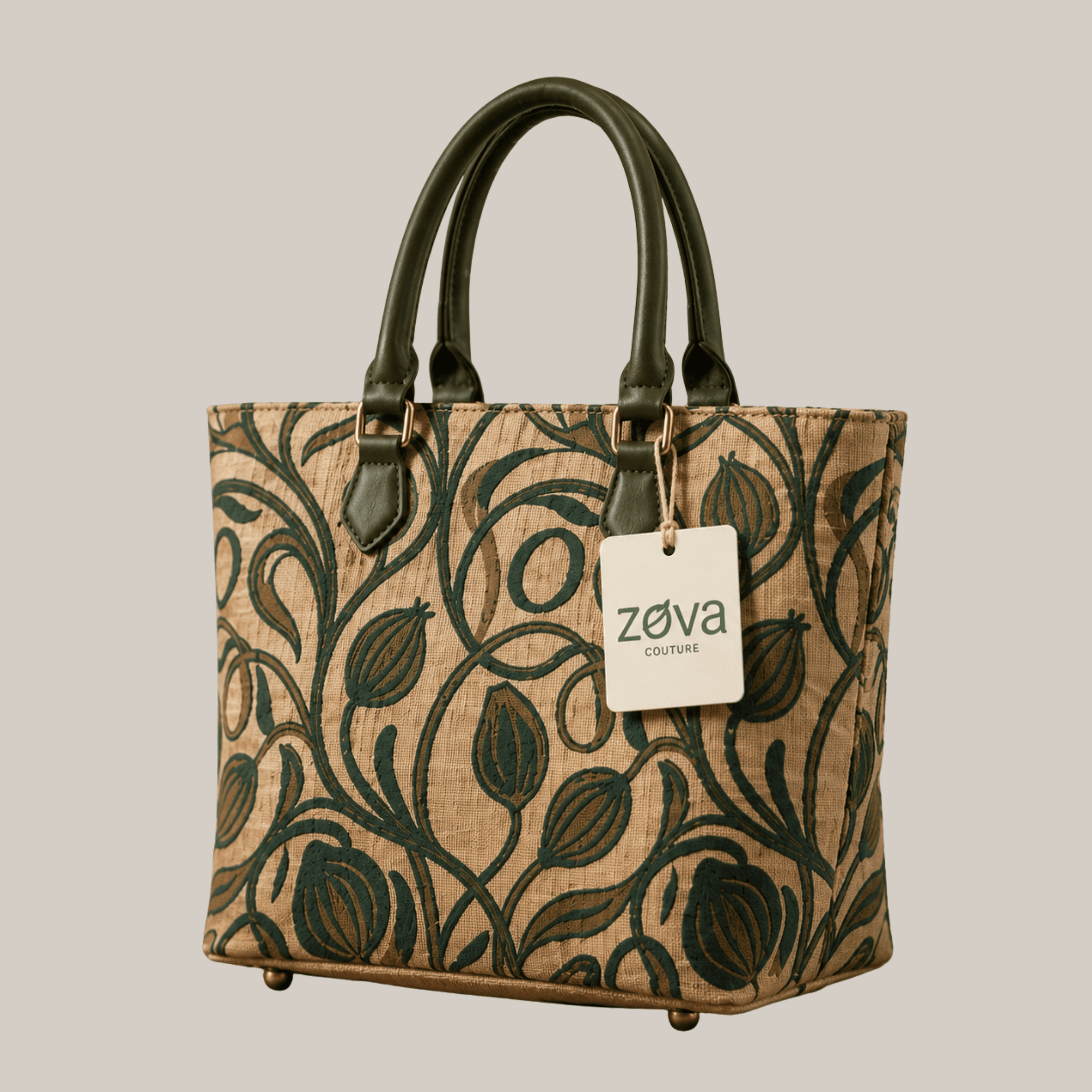 Luxury Designer Jute Handbag side